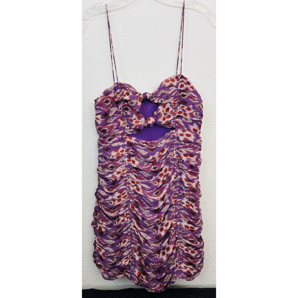 Zara Mini Dress Cut Out Ruched Chiffon Size Small